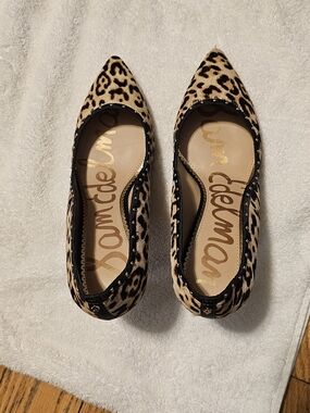 Sam Edelman Leopard Print Pointed Toe Flats - Tan/Black